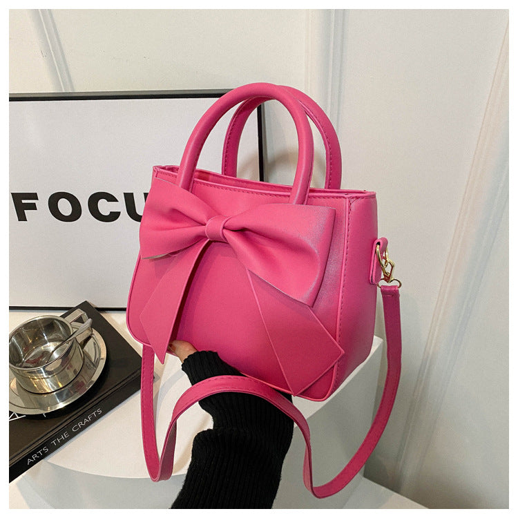 Women’s Bow-Adorned Bucket Bag - Niche-Design Mini Crossbody & Top Handle Purse for Urban Minimalist Style