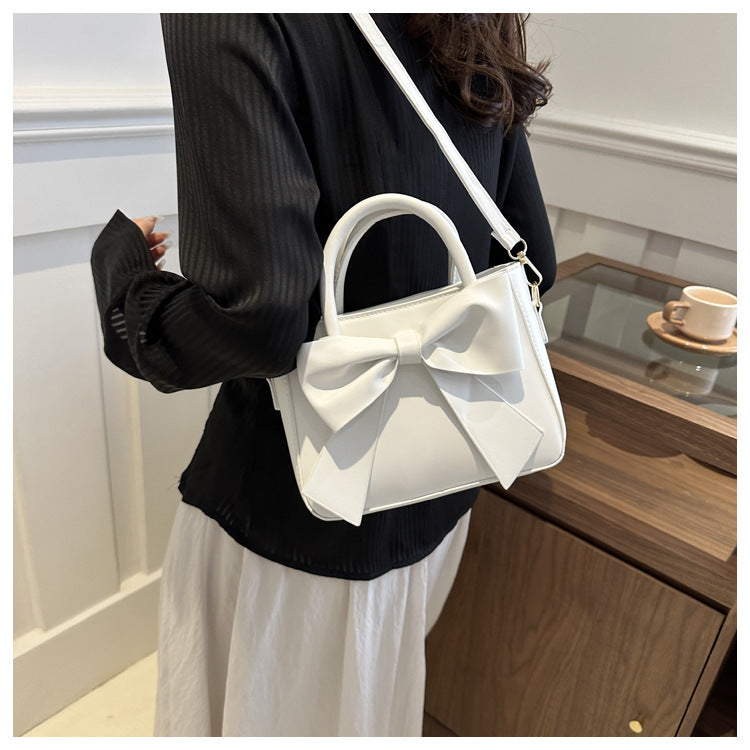 Women’s Bow-Adorned Bucket Bag - Niche-Design Mini Crossbody & Top Handle Purse for Urban Minimalist Style