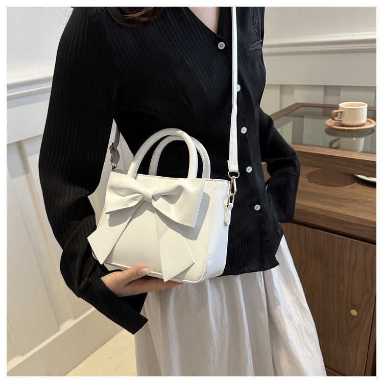Women’s Bow-Adorned Bucket Bag - Niche-Design Mini Crossbody & Top Handle Purse for Urban Minimalist Style