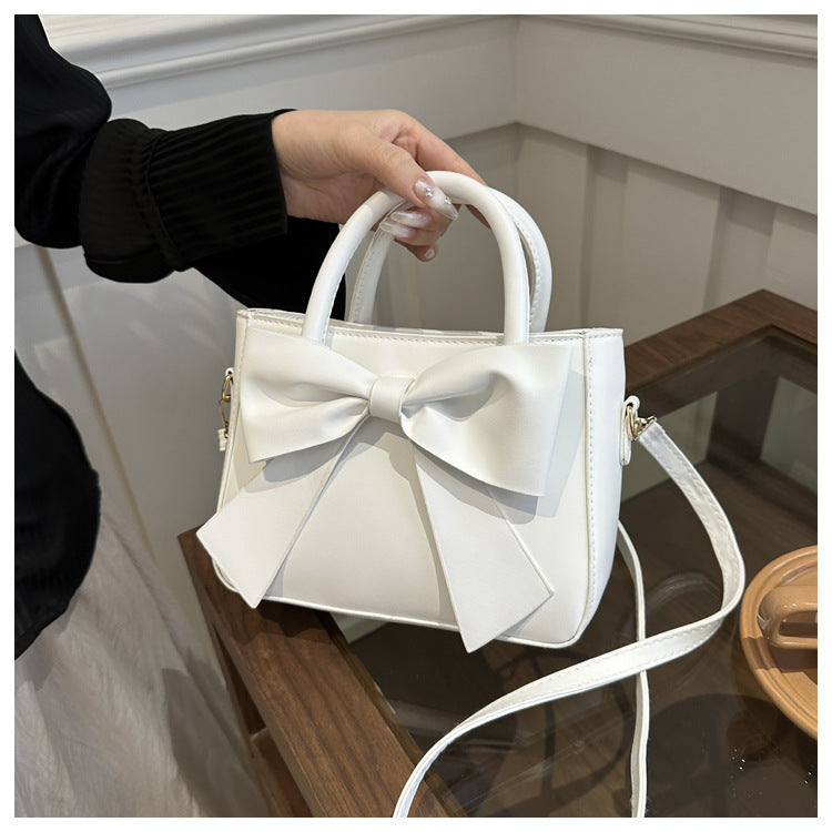 Women’s Bow-Adorned Bucket Bag - Niche-Design Mini Crossbody & Top Handle Purse for Urban Minimalist Style