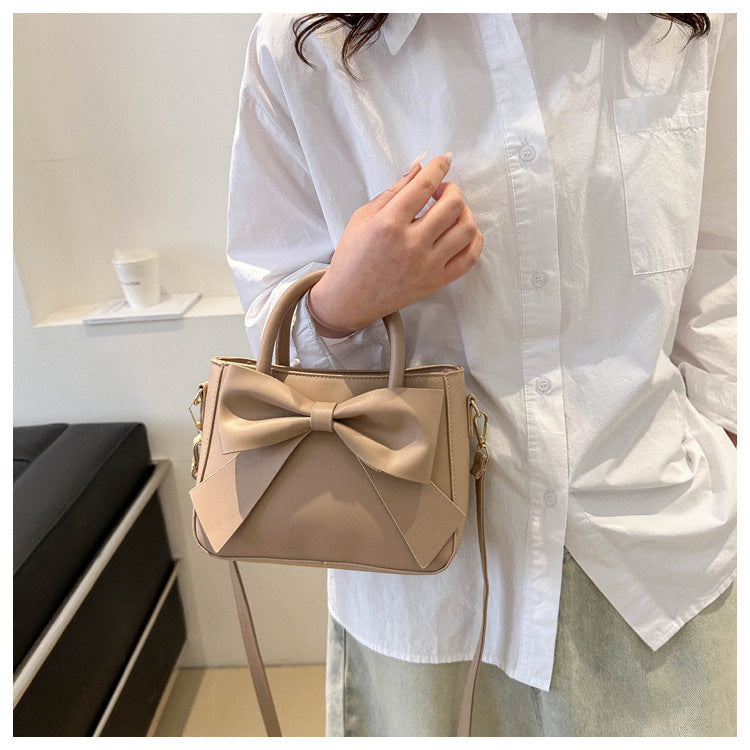 Women’s Bow-Adorned Bucket Bag - Niche-Design Mini Crossbody & Top Handle Purse for Urban Minimalist Style
