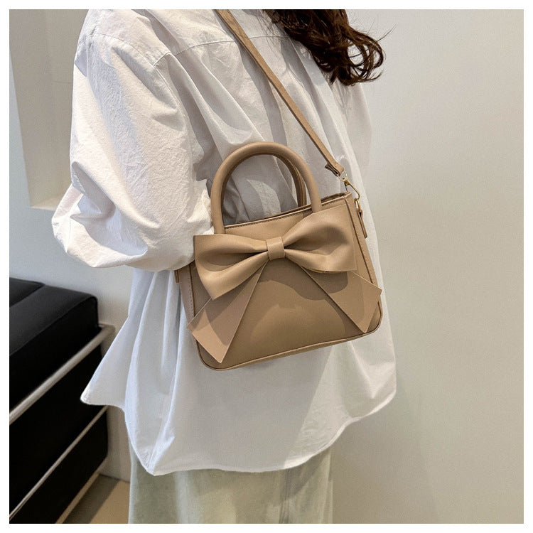 Women’s Bow-Adorned Bucket Bag - Niche-Design Mini Crossbody & Top Handle Purse for Urban Minimalist Style