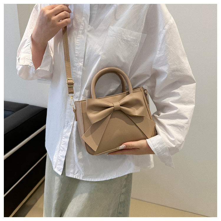 Women’s Bow-Adorned Bucket Bag - Niche-Design Mini Crossbody & Top Handle Purse for Urban Minimalist Style