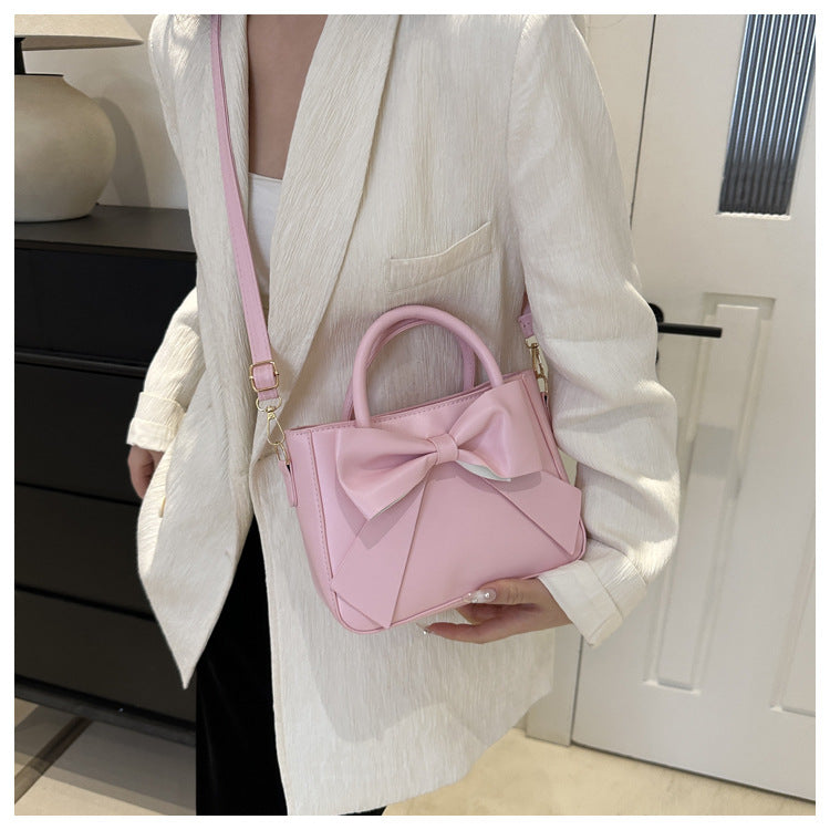 Women’s Bow-Adorned Bucket Bag - Niche-Design Mini Crossbody & Top Handle Purse for Urban Minimalist Style