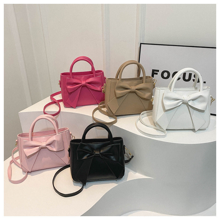 Women’s Bow-Adorned Bucket Bag - Niche-Design Mini Crossbody & Top Handle Purse for Urban Minimalist Style