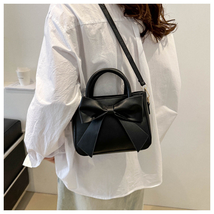 Women’s Bow-Adorned Bucket Bag - Niche-Design Mini Crossbody & Top Handle Purse for Urban Minimalist Style