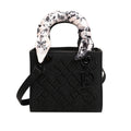 Women's Artisan-Embroidered Quilted Satchel - Heirloom-Quality Shoulder Bag w/ Detachable Silk Scarf & Convertible Strap, Textured Vegan Leather
